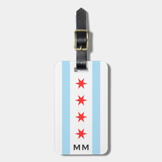 Chicagoer Flagge und Monogramm Gepäckanhänger (Vorderseite vertikal)