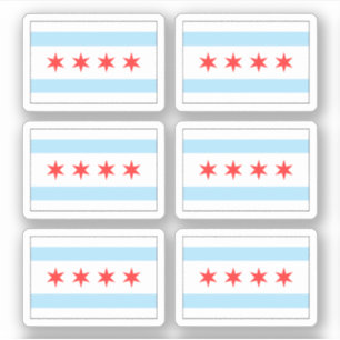 Chicagoer Flaggenaufkleber, Set von sechs Aufkleber