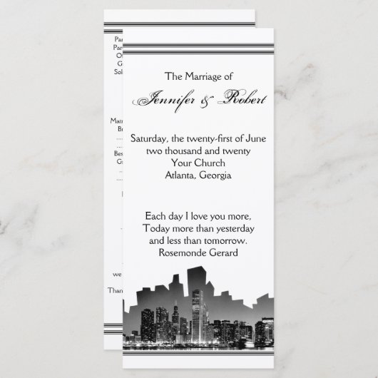 Chicagoer Hochzeit in Urlaubsort Programm (Vorne/Hinten)