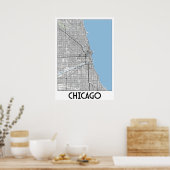 Chicagoer Landkarte Poster (Küche)