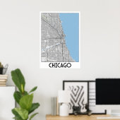 Chicagoer Landkarte Poster (Heimbüro)