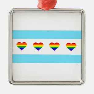 Chicagoer Regenbogenfahne Silbernes Ornament