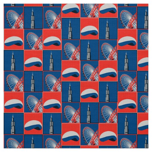 Chicagoer Sehenswürdigkeiten Stoff (Muster)
