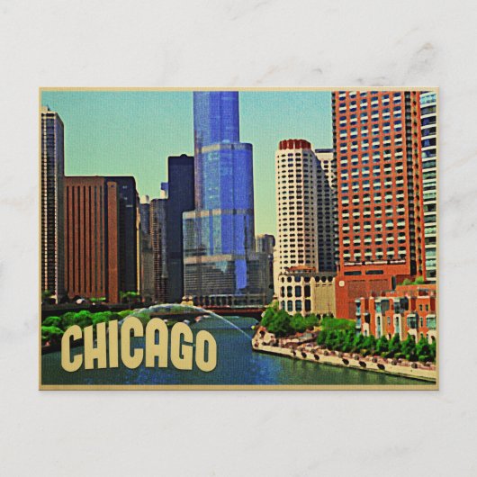 Chicagoer Skyline Postkarte (Vorderseite)