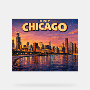 Chicagoer Skyline und Lake Michigan am Abend Acrylschild