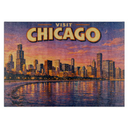 Chicagoer Skyline und Lake Michigan am Abend Schneidebrett