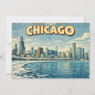 Chicagoer Skyline und Lake Michigan im Winter Einladung