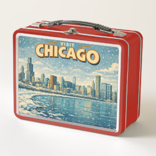 Chicagoer Skyline und Lake Michigan im Winter Metall Brotdose