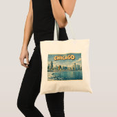Chicagoer Skyline und Lake Michigan im Winter  Tragetasche (Vorderseite (Produkt))