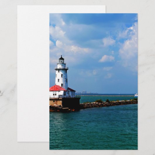 Chicagos Leuchtturm Briefpapier (Vorne/Hinten)