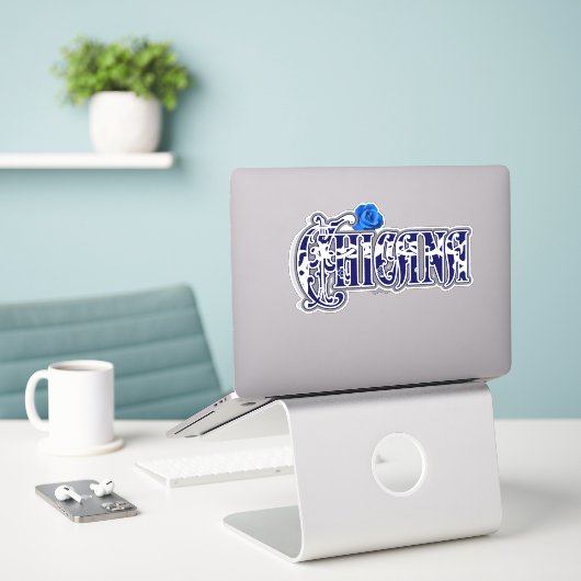 Chicana Blue Rose Sticker (Laptop auf Schreibtisch)