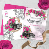 Chicana Lowrider Pink Rose Chola Quinceanera Einladung