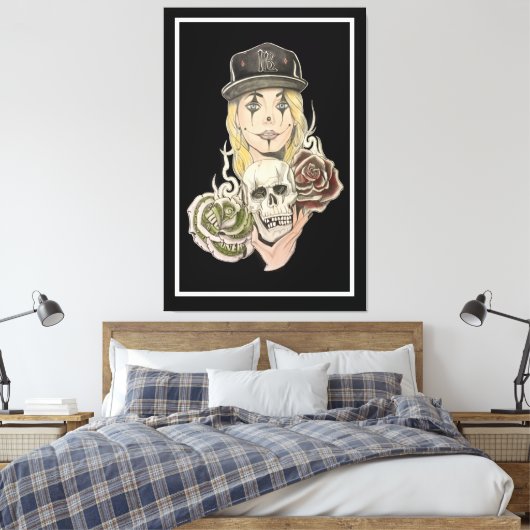 Chicano Art Black Leinwand (Insitu (Schlafzimmer))