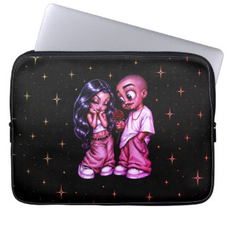 Chicano-Liebespaar rote Rose goldene Sterne Laptop Laptopschutzhülle