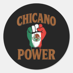 Chicano Power Mexikanisch Mexiko Flagge Braun Lati Runder Aufkleber