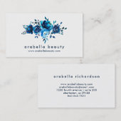 Chicblauer Watercolor-BlumenRosen Visitenkarte (Vorne/Hinten)