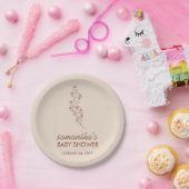 Chice handgezeichnete Blumen-Babyshower-Typografie Pappteller (Party)