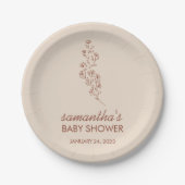 Chice handgezeichnete Blumen-Babyshower-Typografie Pappteller (Vorderseite)