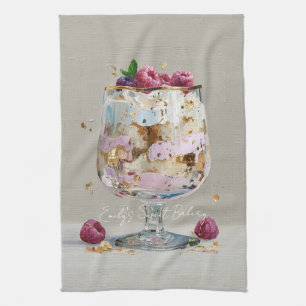 Chice rosa Ölmalerei-Torte Floral Geburtstagsfeier Geschirrtuch