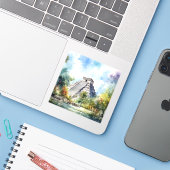 Chichen Itza Aufkleber (Laptop mit iPhone)