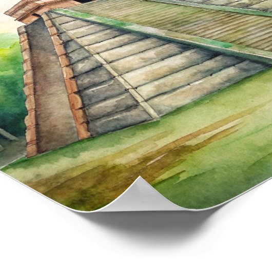 Chichen Itza Mayan Tempel in Mexiko Malerei Poster (Ecke)