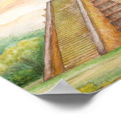 Chichen Itza Mayan Tempel in Mexiko Zeichnend Poster (Ecke)