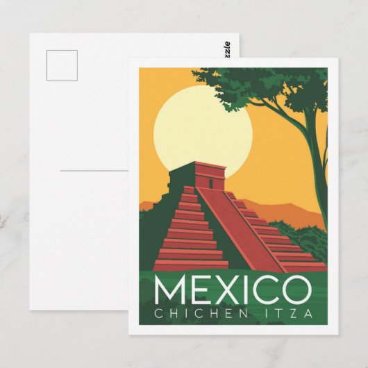 Chichen Itza Mexico Reiseziel Illustration Postkarte (Vorne/Hinten)