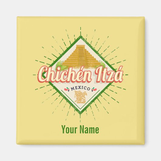 Chichen Itza Mexico Retro Mayan Vintag Yucatan Magnet (Vorne)
