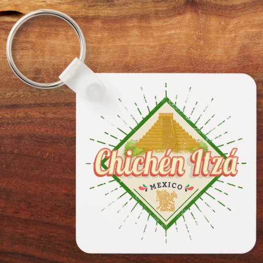 Chichen Itza Mexico Retro Mayan Vintag Yucatan Schlüsselanhänger (Vorderseite)