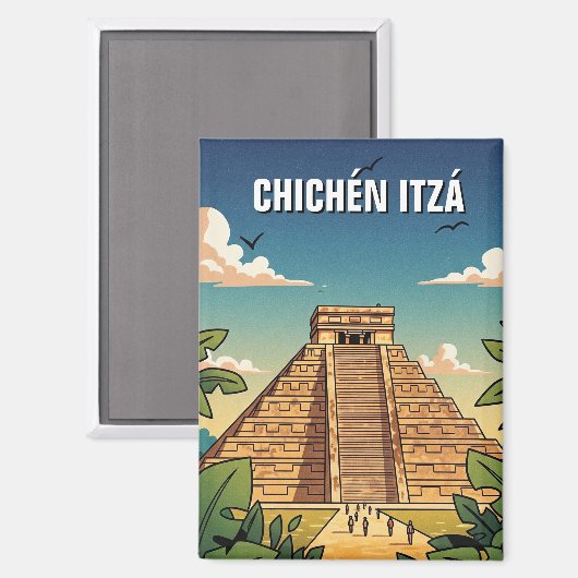 Chichen Itza Mexico Travel Magnet (Vorderseite/Rückseite)