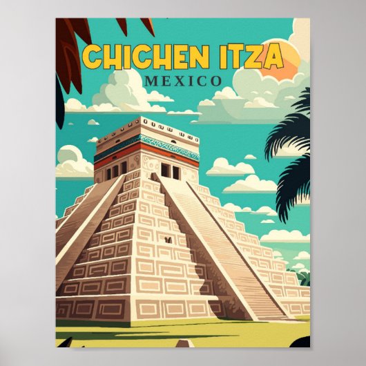 Chichen Itza Mexico Vintage Reise Illustration Poster (Vorne)