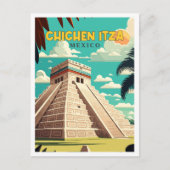 Chichen Itza Mexico Vintage Reise Illustration Postkarte (Vorderseite)