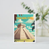 Chichen Itza Mexico Vintage Reise Illustration Postkarte (Stehend Vorderseite)