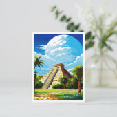 Chichen Itza Mexico Vintage Reise Illustration Postkarte (Stehend Vorderseite)
