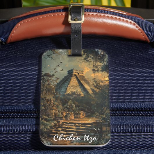 Chichen Itza Mexico Vintage Travel Artwork Gepäckanhänger (Vorderseite Insitu 2)