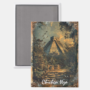 Chichen Itza Mexico Vintage Travel Artwork Magnet
