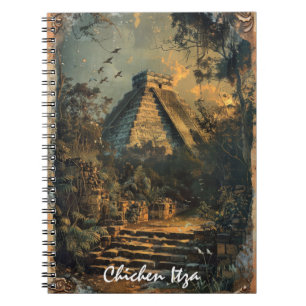 Chichen Itza Mexico Vintage Travel Artwork Notizblock