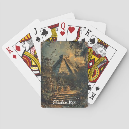 Chichen Itza Mexico Vintage Travel Artwork Spielkarten (Rückseite)