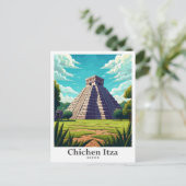 Chichen Itza Mexico Vintage Travel Illustration Postkarte (Stehend Vorderseite)