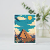 Chichen Itza Mexico Vintage Travel Illustration Postkarte (Stehend Vorderseite)
