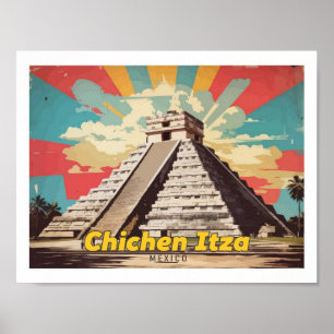 Chichen Itza Mexiko Pop-Art-Reiseillustration Poster