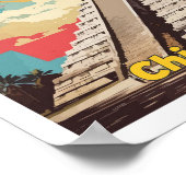 Chichen Itza Mexiko Pop Kunst-Reise-Illustration Poster (Ecke)