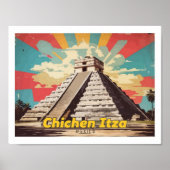 Chichen Itza Mexiko Pop Kunst-Reise-Illustration Poster (Vorne)