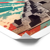 Chichen Itza Mexiko Pop Kunst-Reise-Illustration Poster (Ecke)