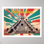 Chichen Itza Mexiko Pop Kunst-Reise-Illustration Poster (Vorne)