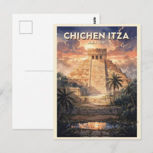 Chichen Itza Mexiko Vintage Reise Postkarte