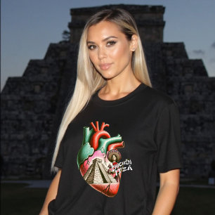 Chichén Itzá Pyramid Yucatan Mexikanisches Herz T-Shirt