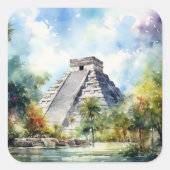 Chichen Itza Quadratischer Aufkleber (Vorderseite)