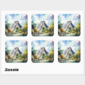 Chichen Itza Quadratischer Aufkleber (Blatt)