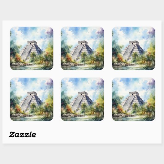 Chichen Itza Quadratischer Aufkleber (Blatt)